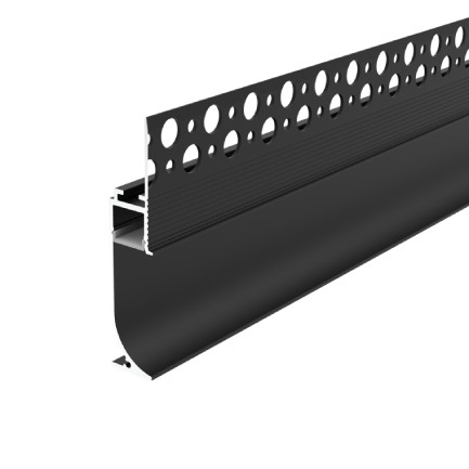 Recessed LED lighted shadow molding trim less black